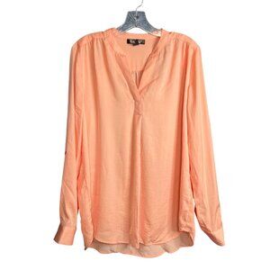 Peach Blouse With Roll Tab Sleeves L